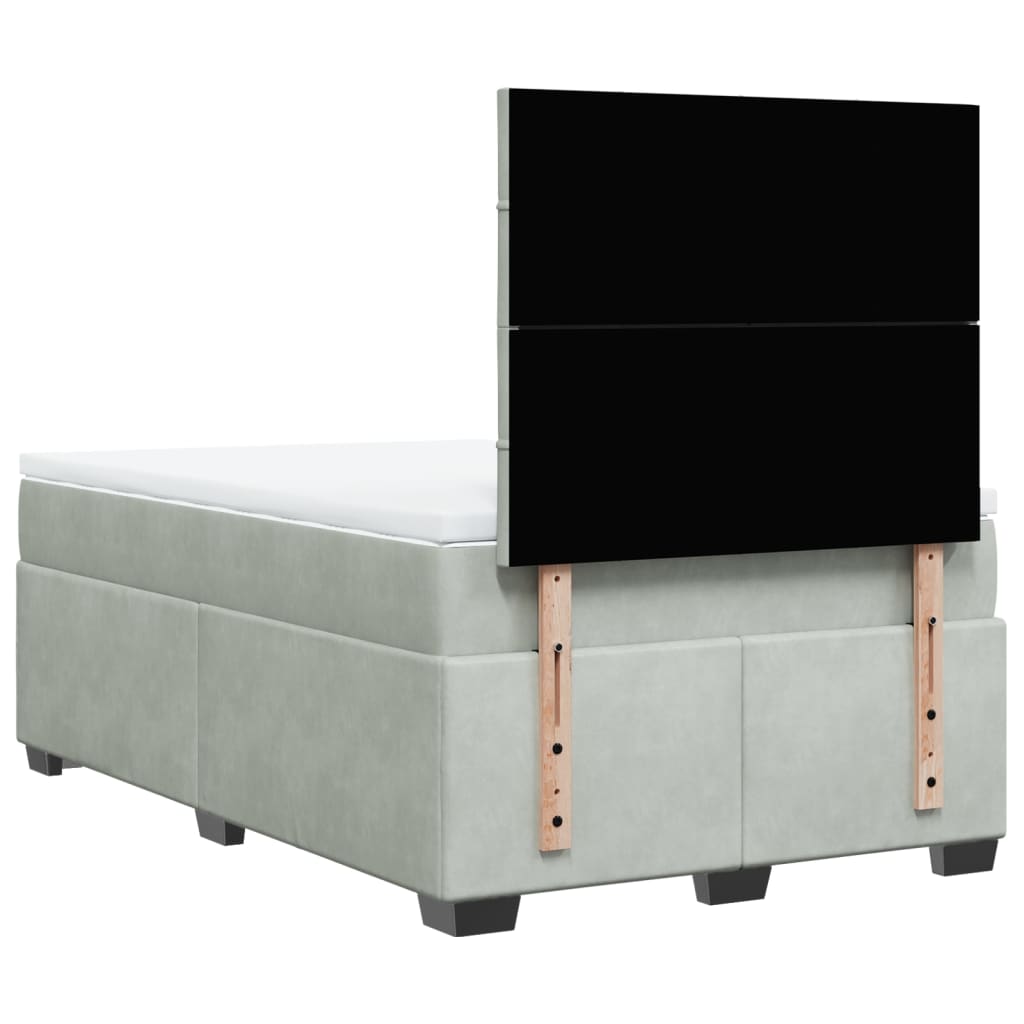Boxspring met matras fluweel lichtgrijs 120x200 cm