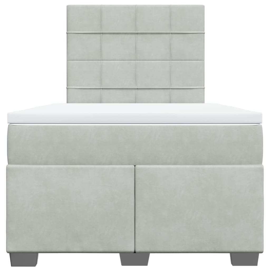 Boxspring met matras fluweel lichtgrijs 120x200 cm