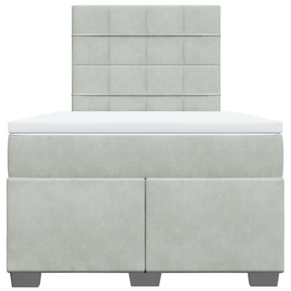 Boxspring met matras fluweel lichtgrijs 120x200 cm