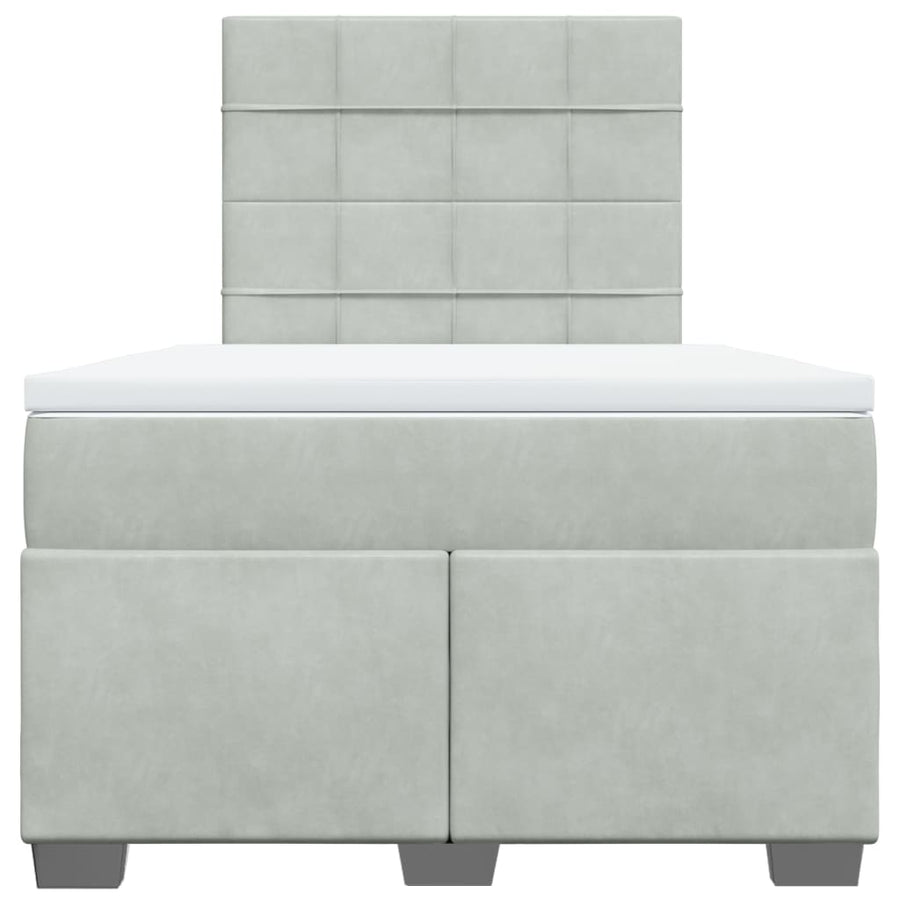 Boxspring met matras fluweel lichtgrijs 120x200 cm