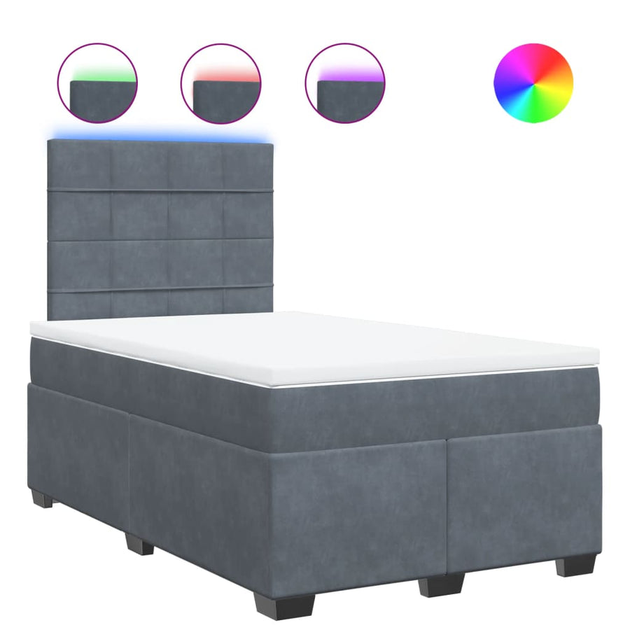Boxspring met matras fluweel donkergrijs 120x200 cm