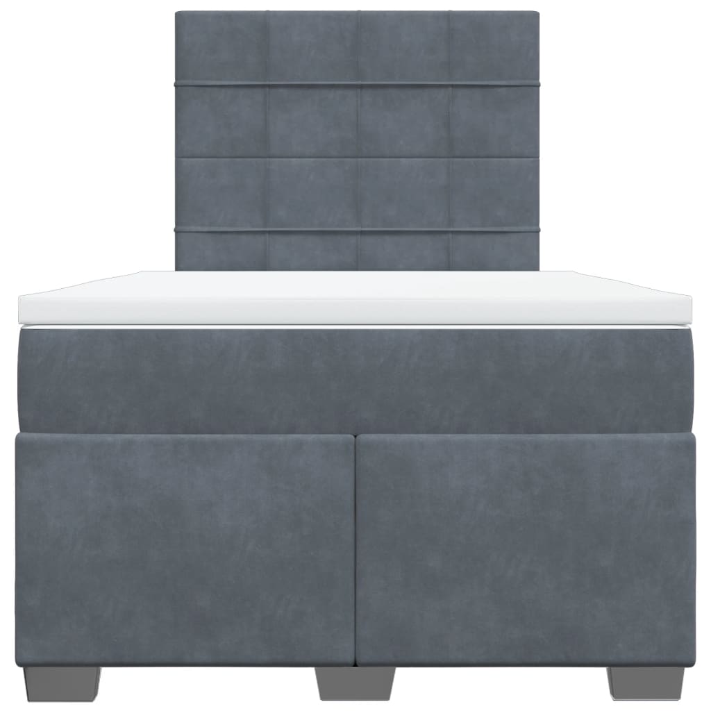 Boxspring met matras fluweel donkergrijs 120x200 cm
