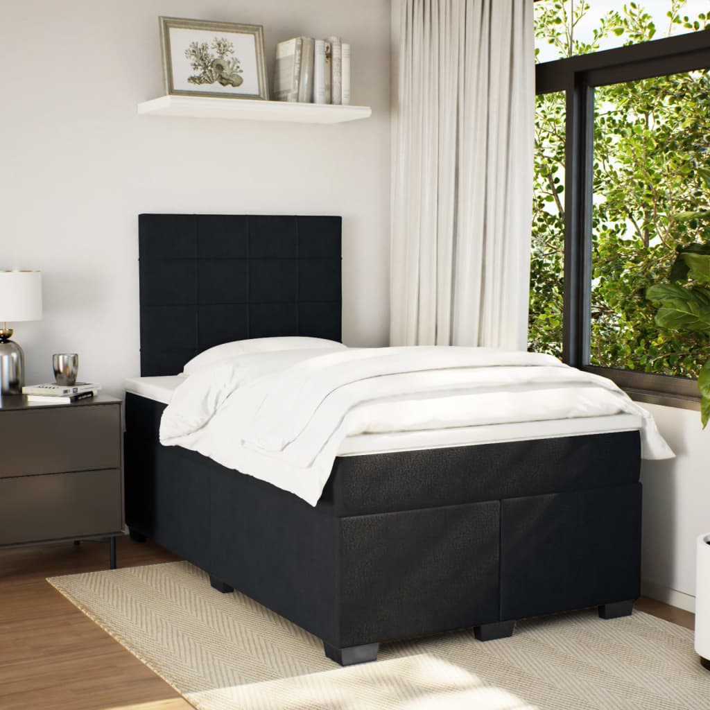Boxspring met matras fluweel zwart 120x200 cm