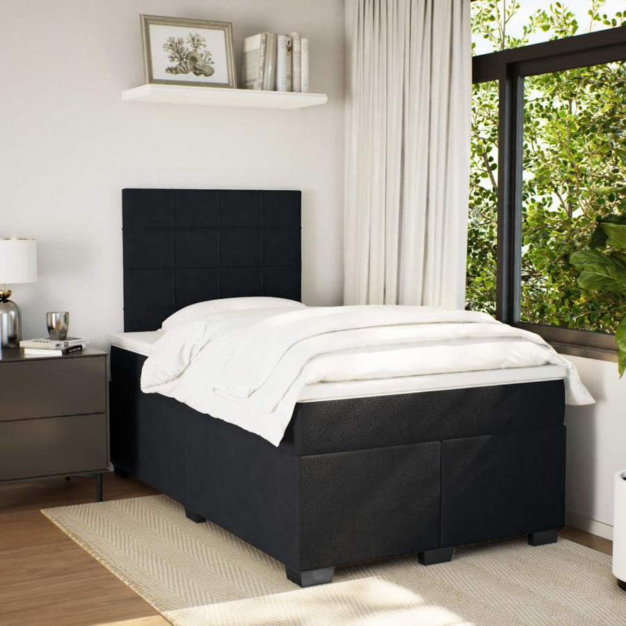 Boxspring met matras fluweel zwart 120x200 cm
