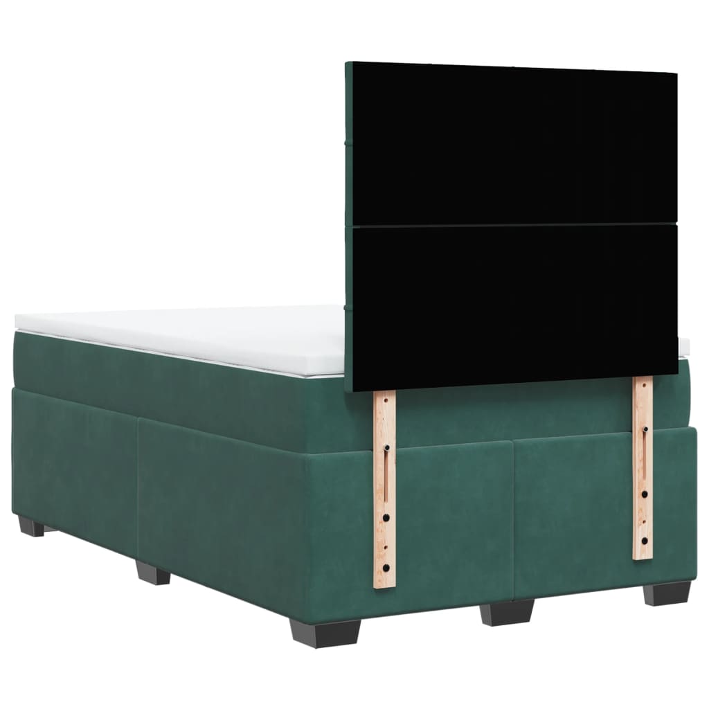 Boxspring met matras fluweel donkergroen 120x200 cm