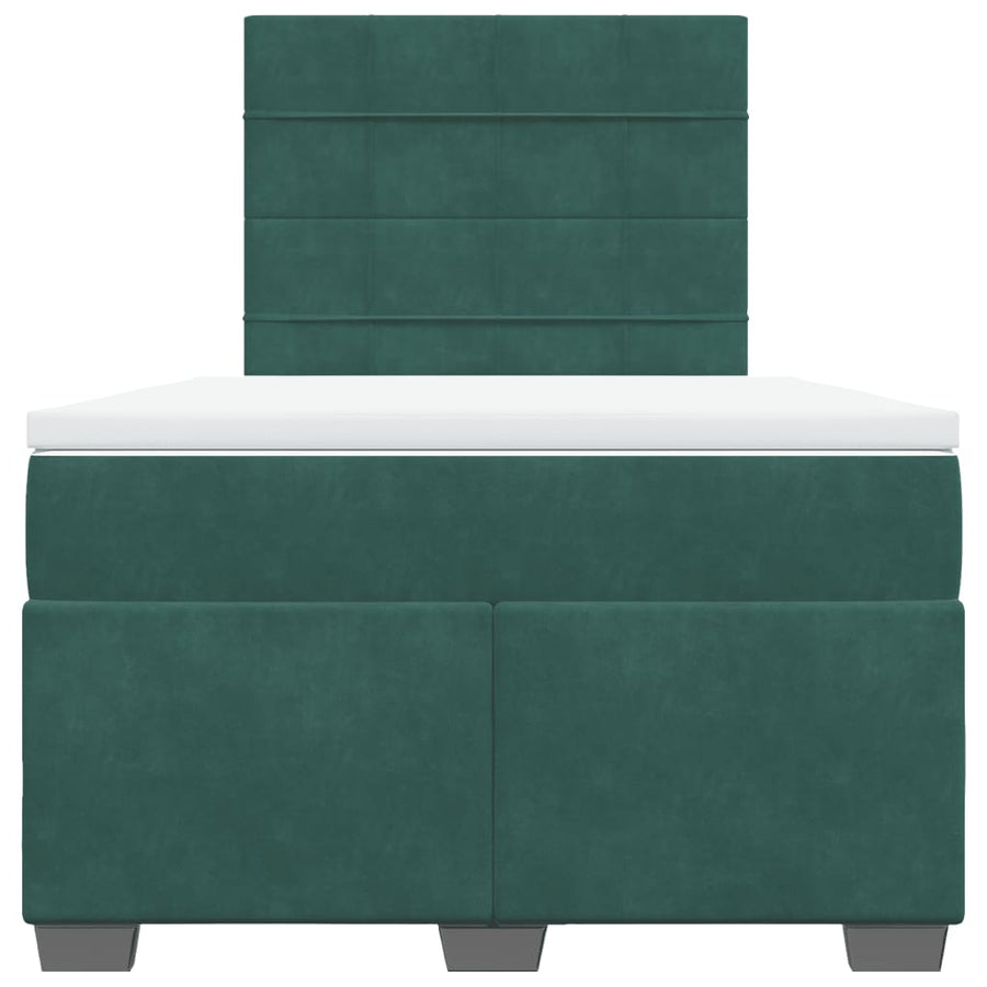 Boxspring met matras fluweel donkergroen 120x200 cm