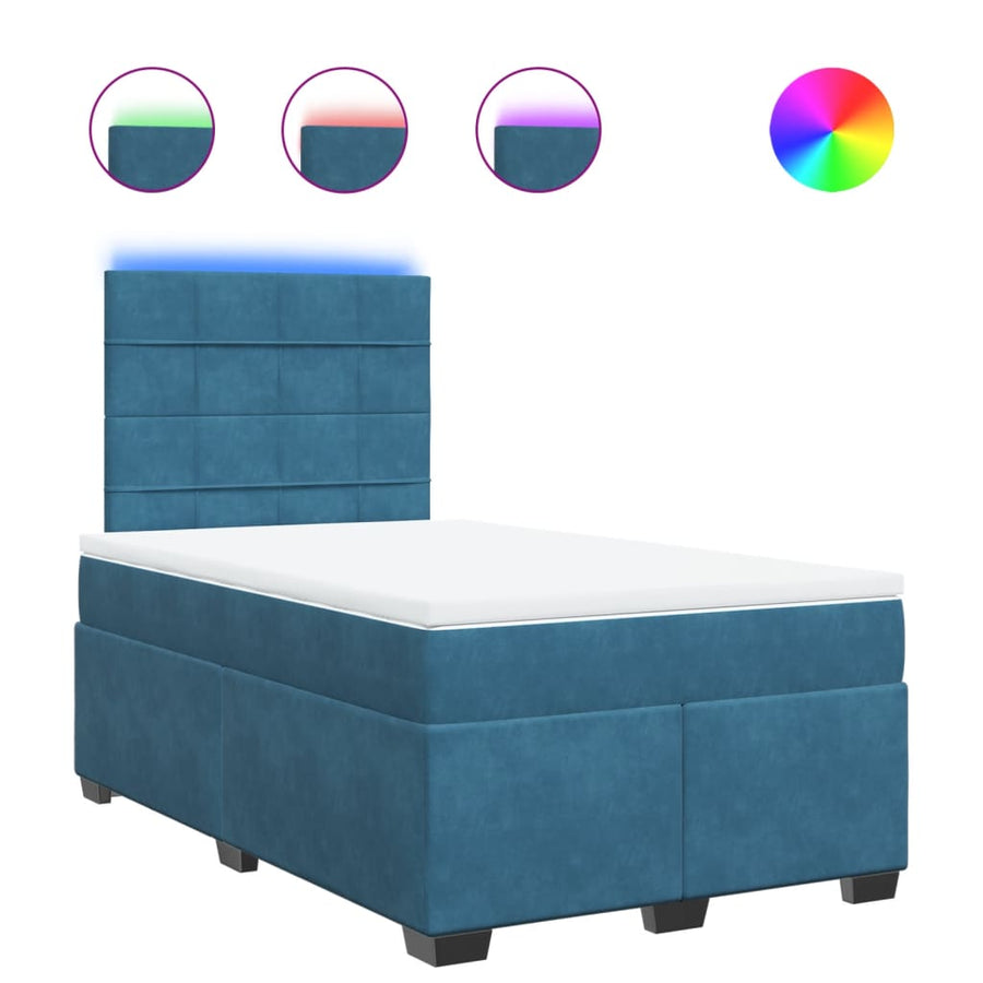 Boxspring met matras fluweel blauw 120x200 cm