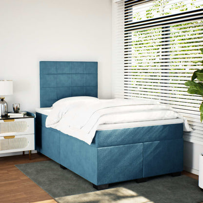 Boxspring met matras fluweel blauw 120x200 cm