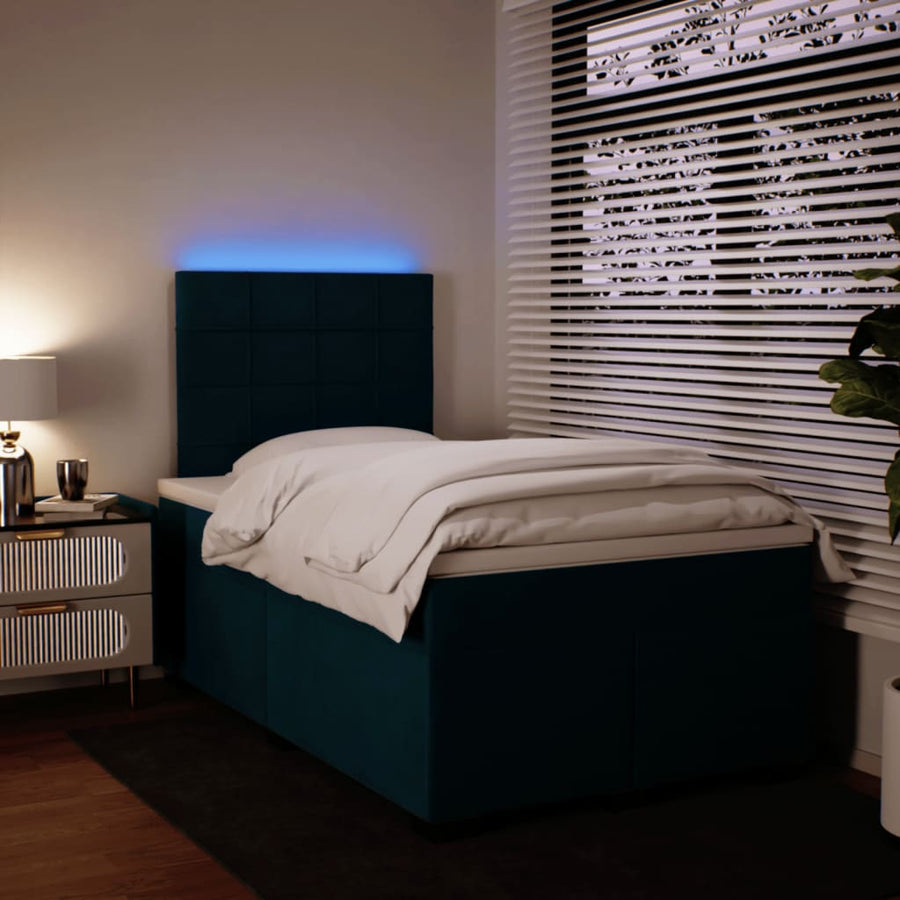 Boxspring met matras fluweel blauw 120x200 cm