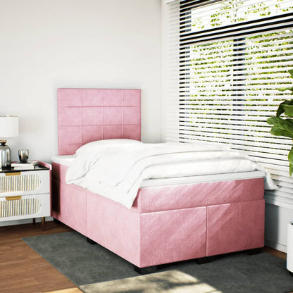 Boxspring met matras fluweel roze 120x200 cm