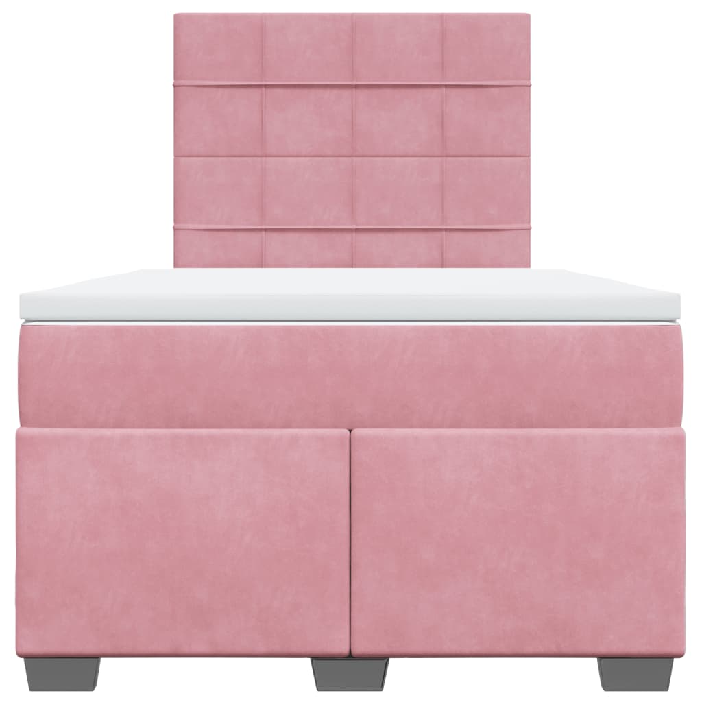 Boxspring met matras fluweel roze 120x200 cm