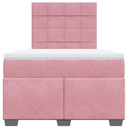 Boxspring met matras fluweel roze 120x200 cm