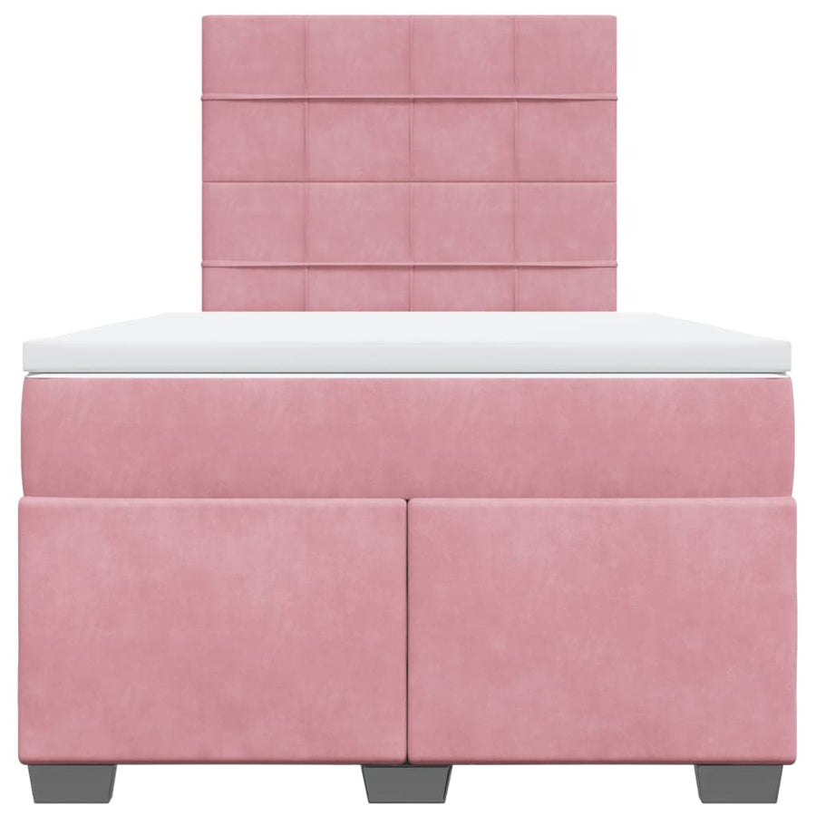 Boxspring met matras fluweel roze 120x200 cm