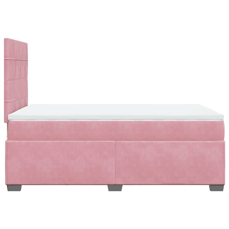 Boxspring met matras fluweel roze 120x200 cm