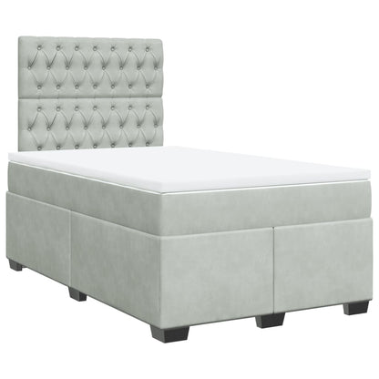 Boxspring met matras fluweel lichtgrijs 120x200 cm