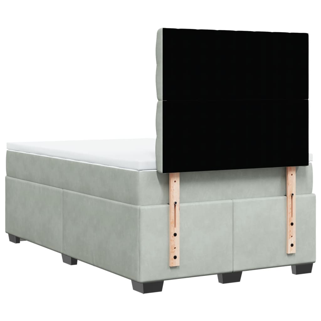 Boxspring met matras fluweel lichtgrijs 120x200 cm