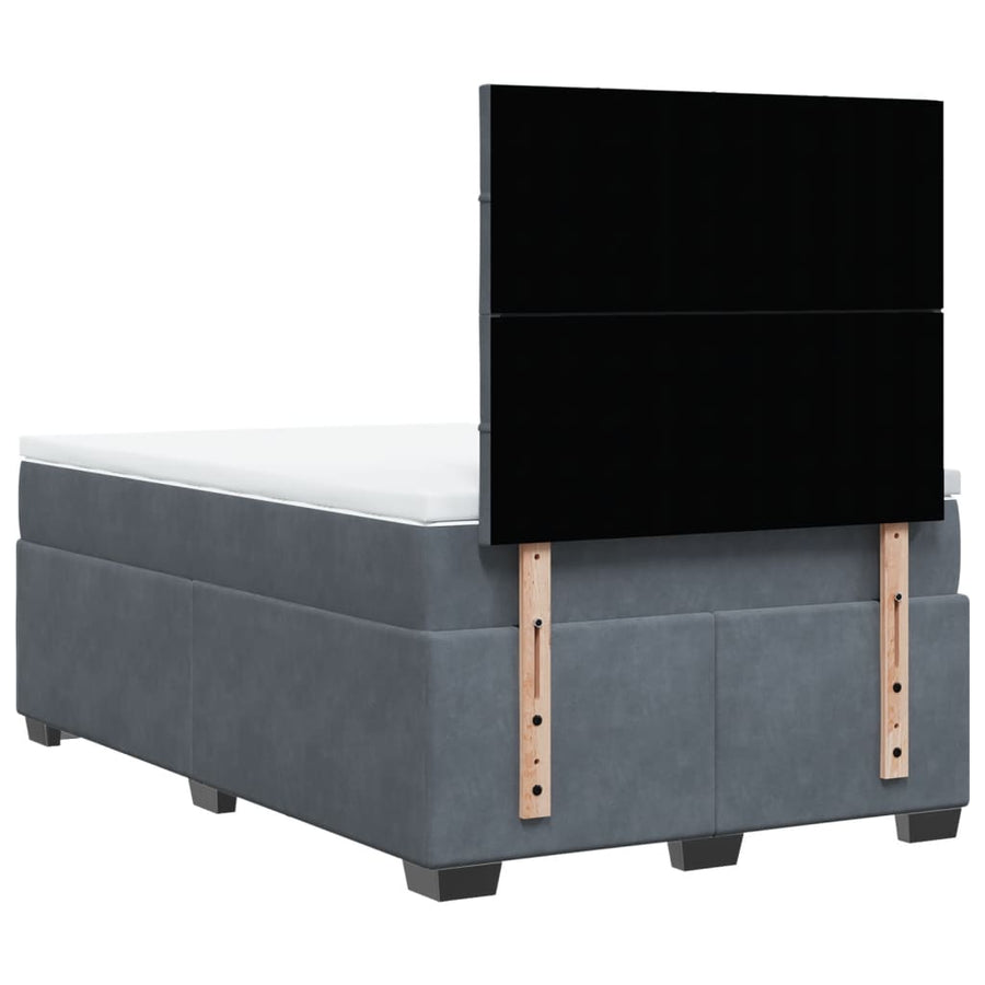 Boxspring met matras fluweel donkergrijs 120x200 cm