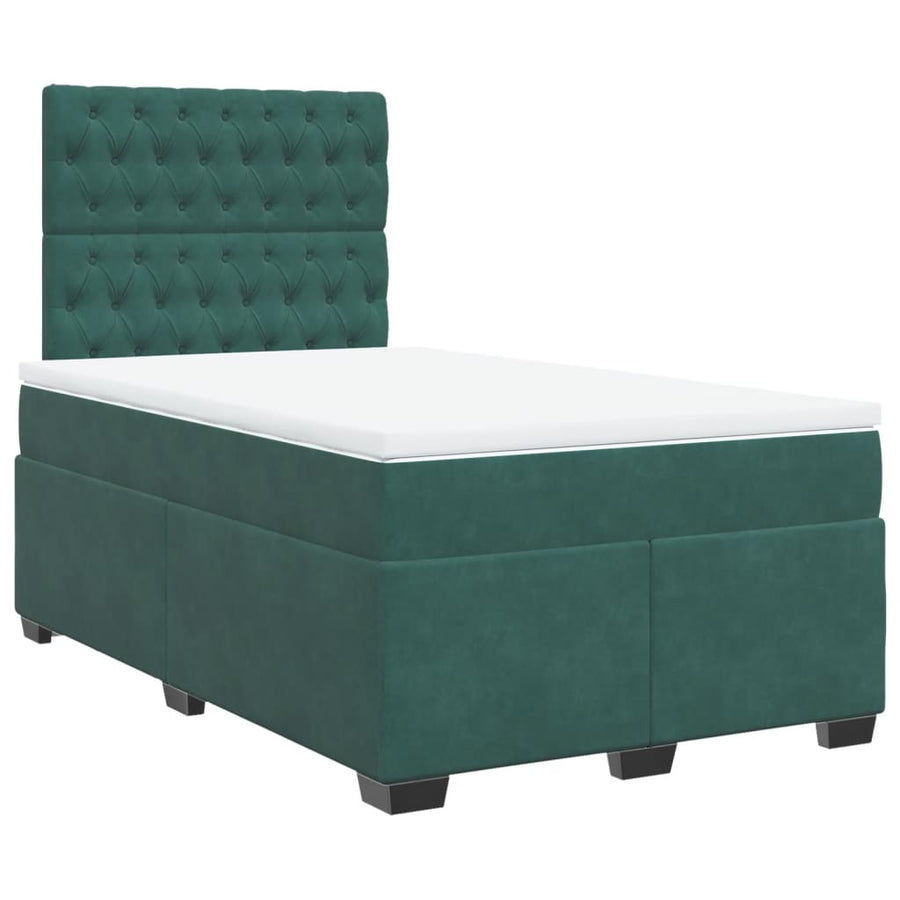 Boxspring met matras fluweel donkergroen 120x200 cm
