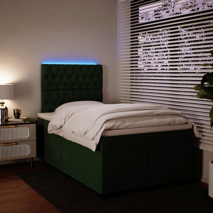 Boxspring met matras fluweel donkergroen 120x200 cm