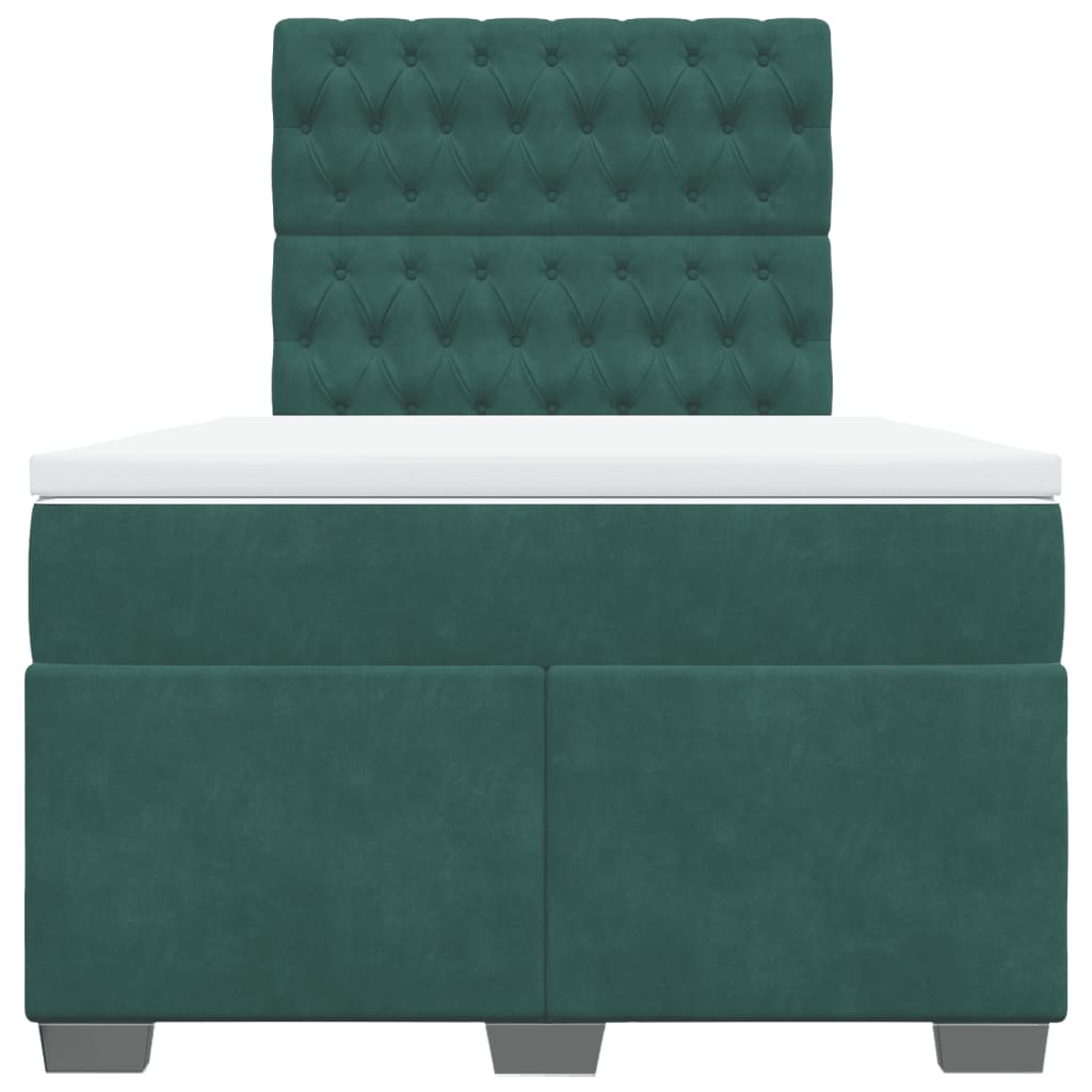 Boxspring met matras fluweel donkergroen 120x200 cm