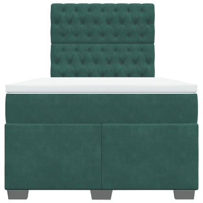 Boxspring met matras fluweel donkergroen 120x200 cm