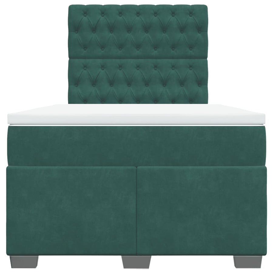 Boxspring met matras fluweel donkergroen 120x200 cm