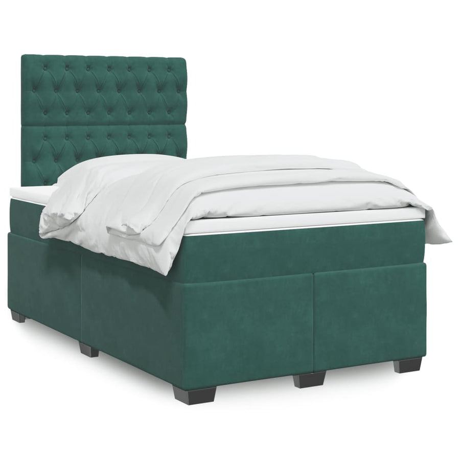 Boxspring met matras fluweel donkergroen 120x200 cm