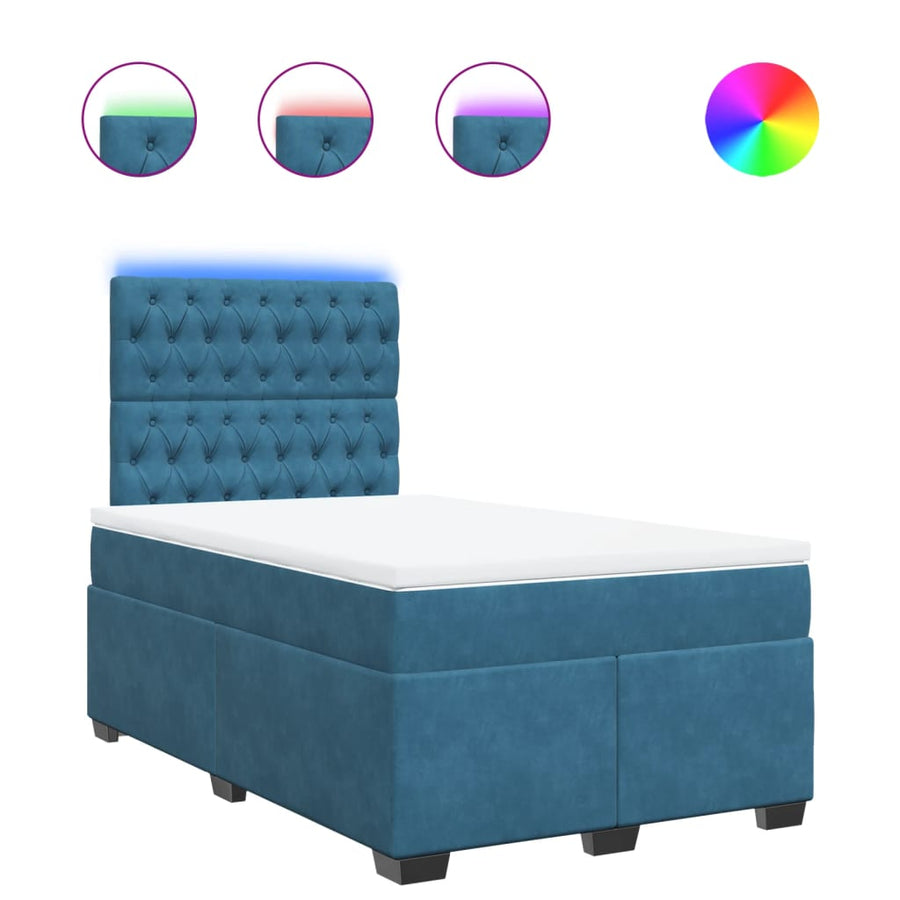 Boxspring met matras fluweel blauw 120x200 cm