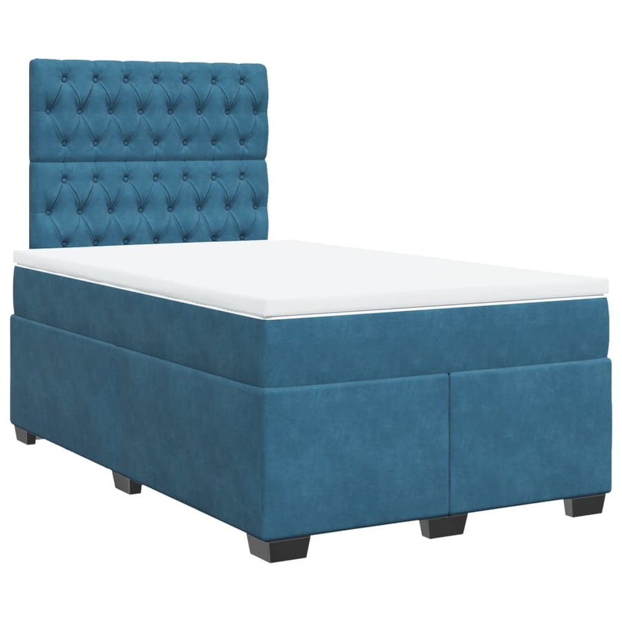 Boxspring met matras fluweel blauw 120x200 cm