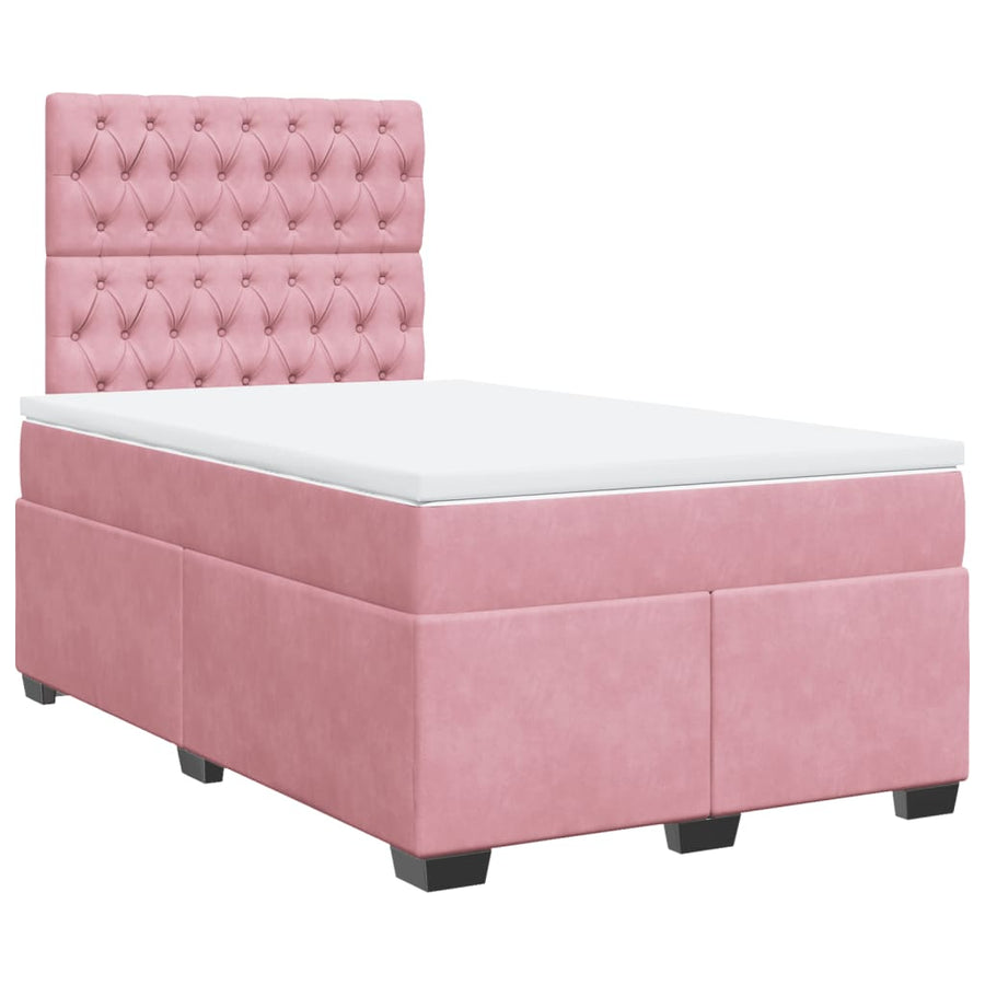 Boxspring met matras fluweel roze 120x200 cm