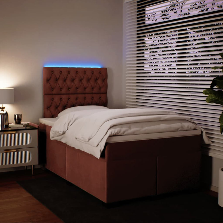Boxspring met matras fluweel roze 120x200 cm