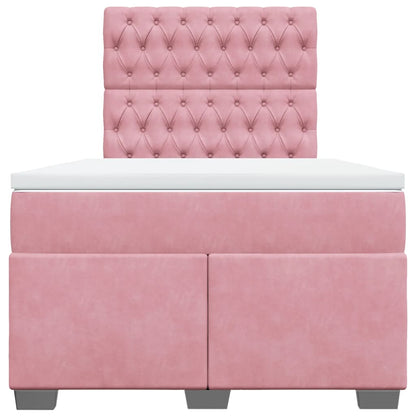 Boxspring met matras fluweel roze 120x200 cm