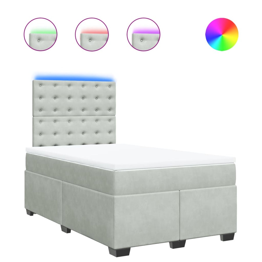 Boxspring met matras fluweel lichtgrijs 120x200 cm