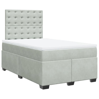 Boxspring met matras fluweel lichtgrijs 120x200 cm