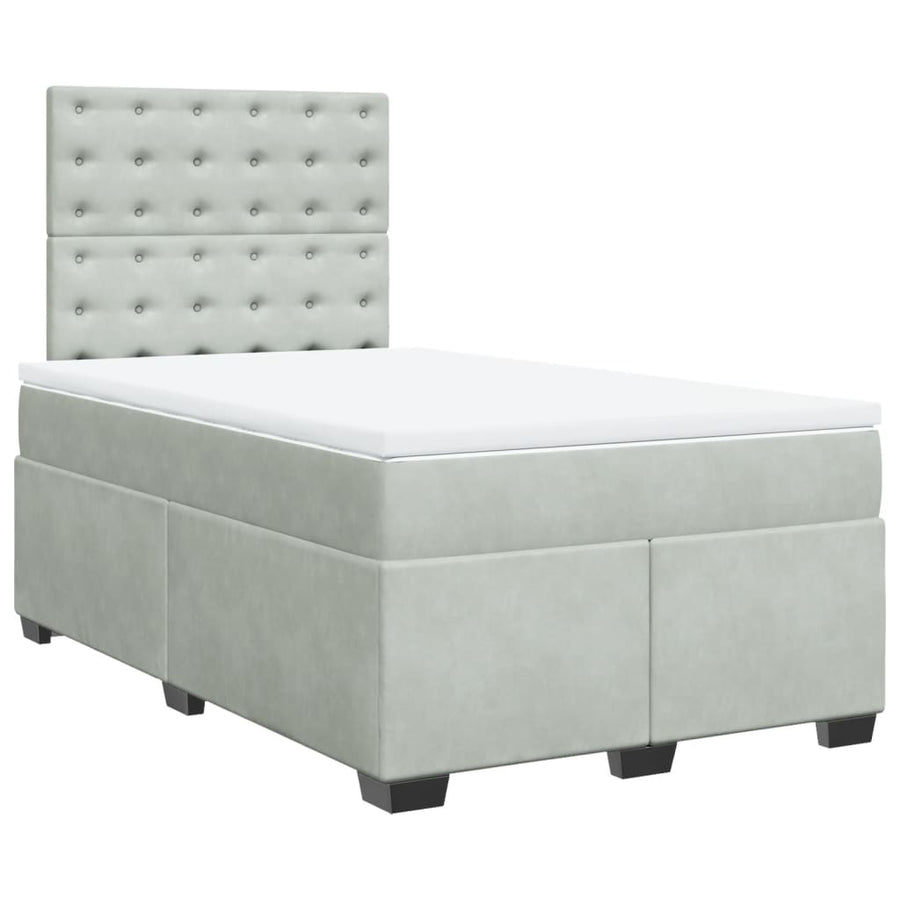 Boxspring met matras fluweel lichtgrijs 120x200 cm