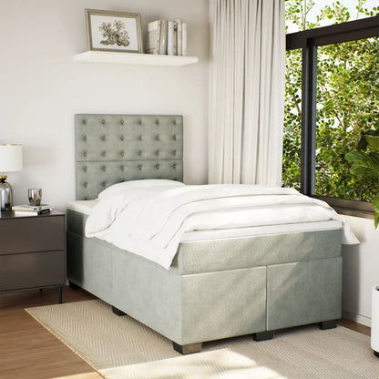 Boxspring met matras fluweel lichtgrijs 120x200 cm