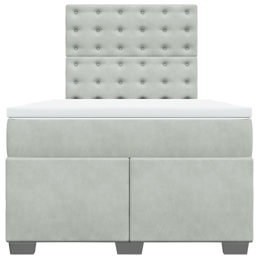 Boxspring met matras fluweel lichtgrijs 120x200 cm