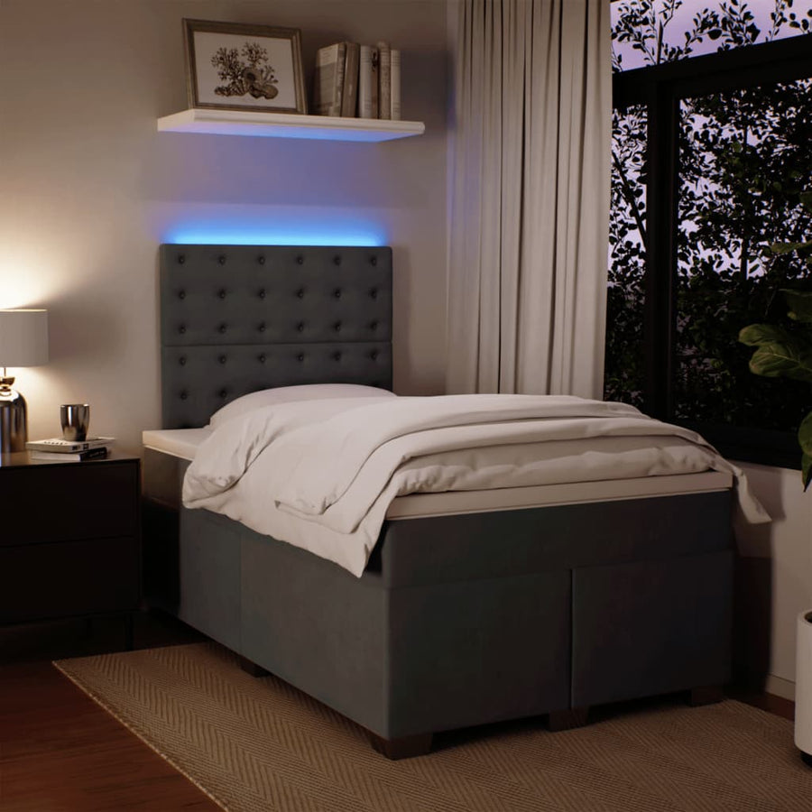 Boxspring met matras fluweel donkergrijs 120x200 cm