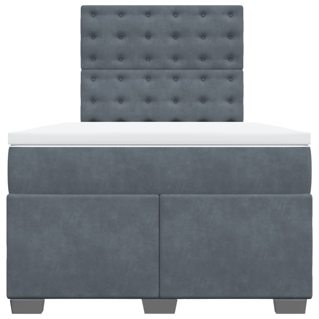 Boxspring met matras fluweel donkergrijs 120x200 cm