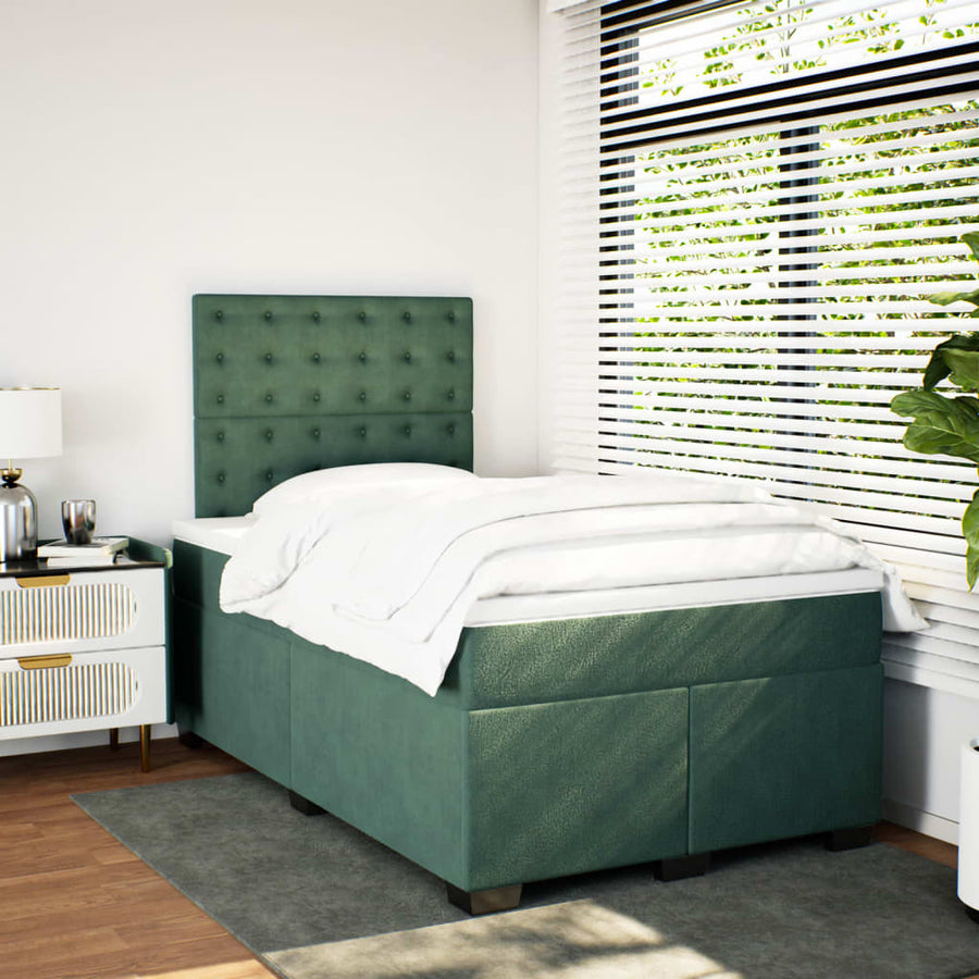 Boxspring met matras fluweel donkergroen 120x200 cm