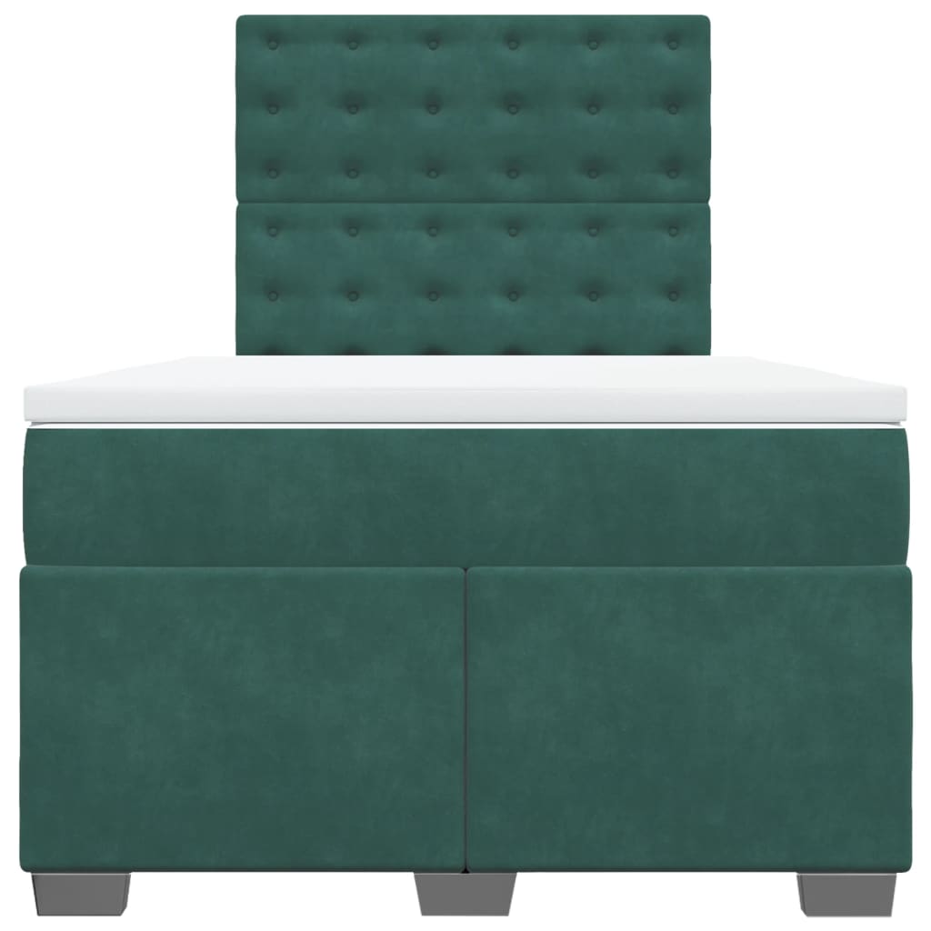 Boxspring met matras fluweel donkergroen 120x200 cm