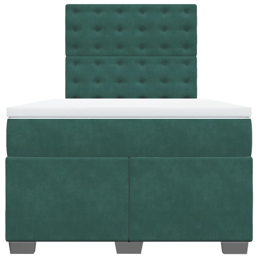 Boxspring met matras fluweel donkergroen 120x200 cm