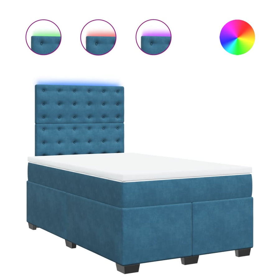 Boxspring met matras fluweel blauw 120x200 cm
