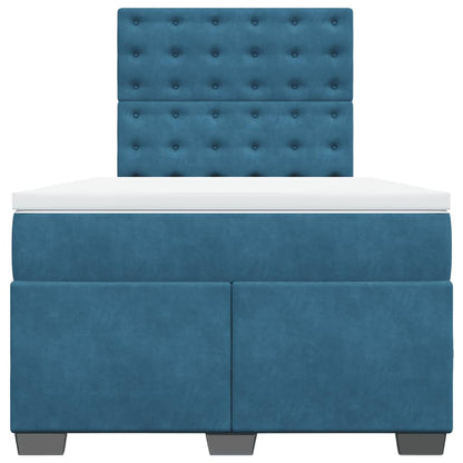 Boxspring met matras fluweel blauw 120x200 cm