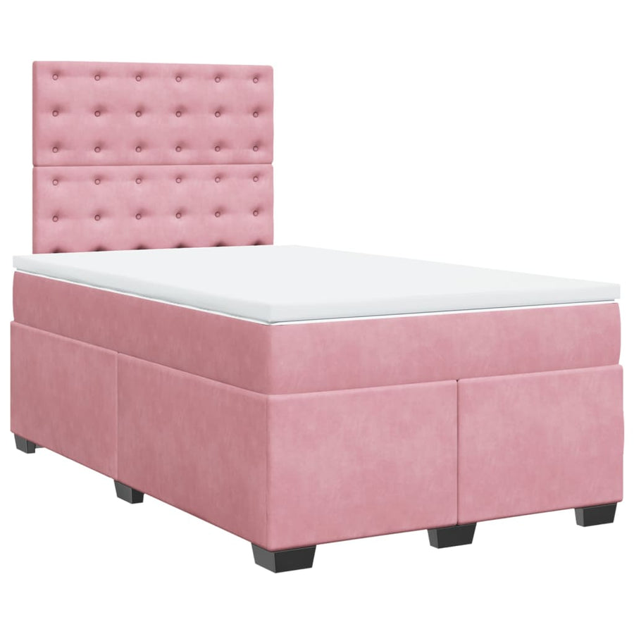 Boxspring met matras fluweel roze 120x200 cm