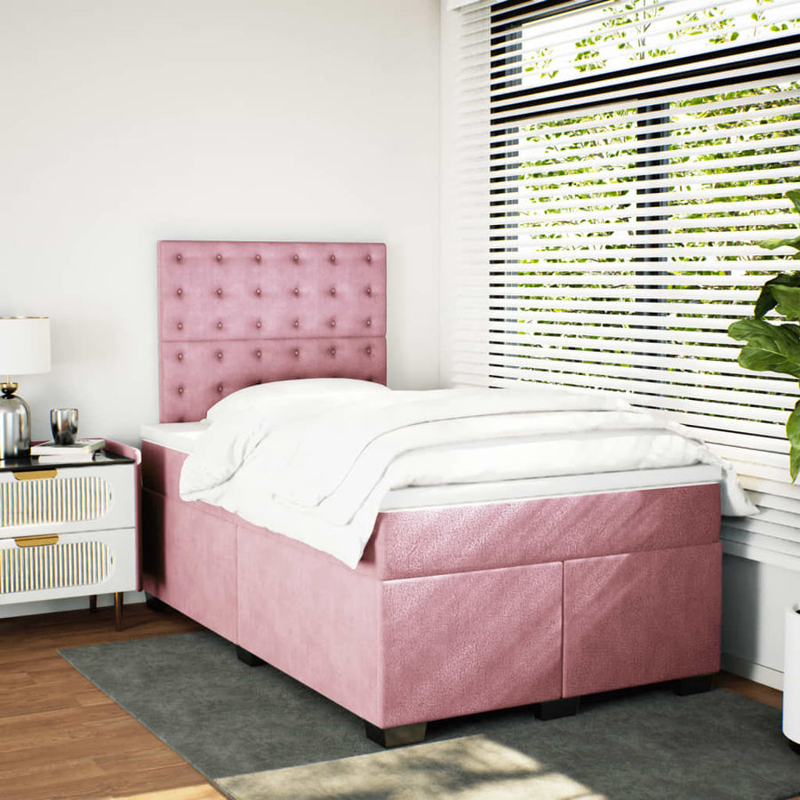 Boxspring met matras fluweel roze 120x200 cm