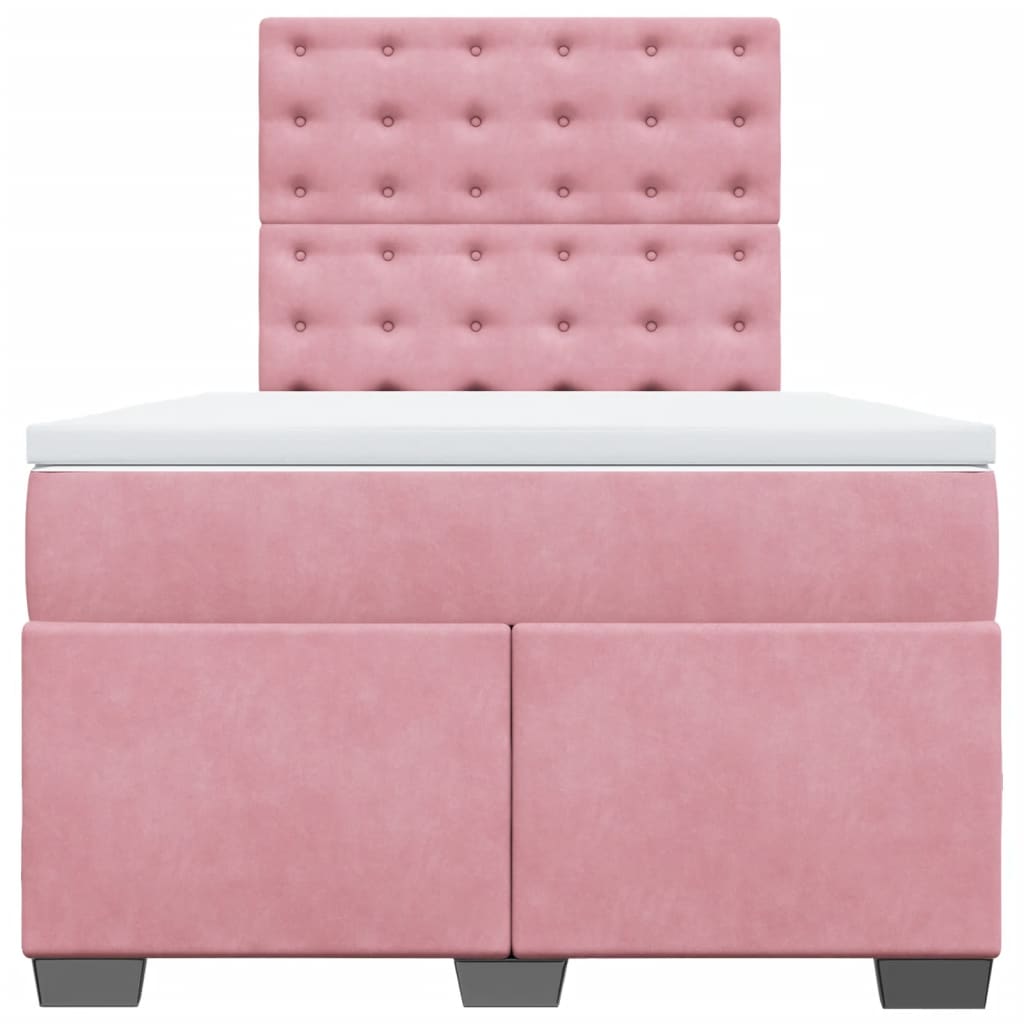 Boxspring met matras fluweel roze 120x200 cm