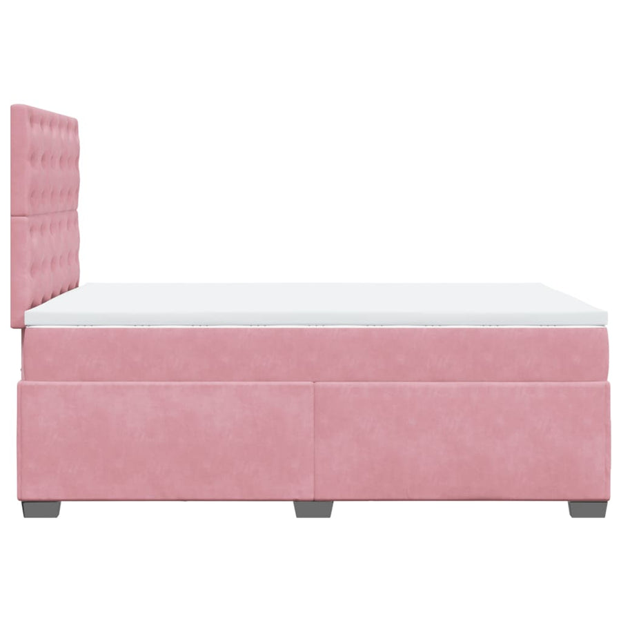 Boxspring met matras fluweel roze 120x200 cm