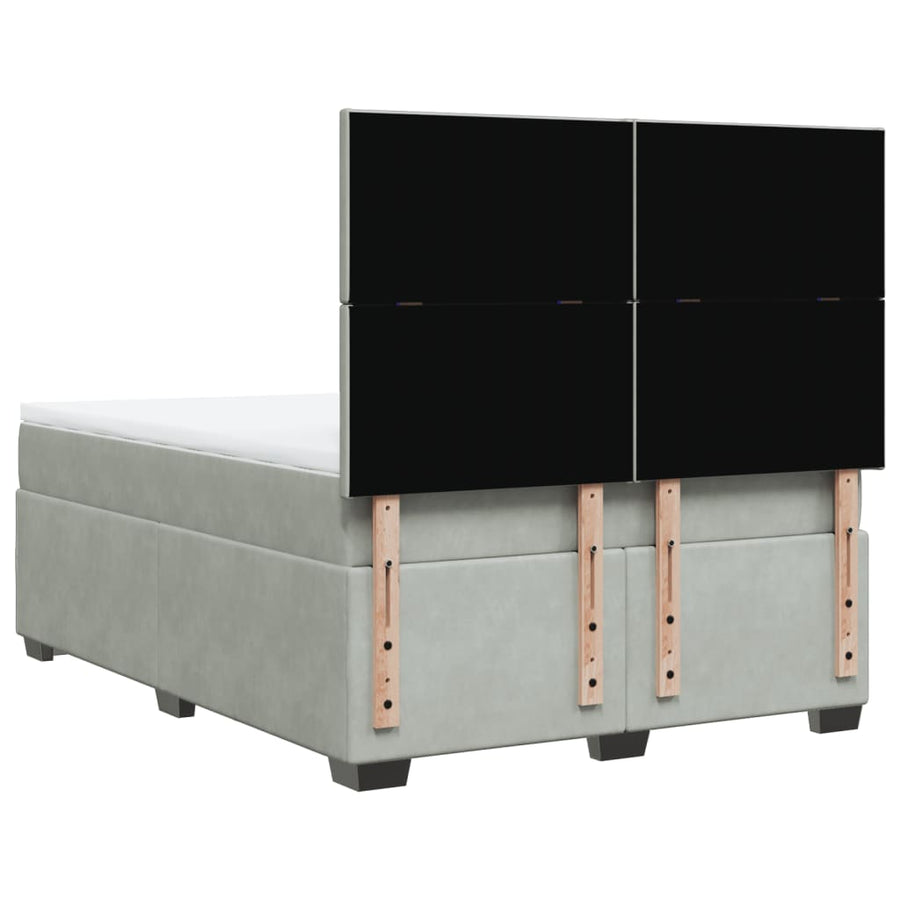 Boxspring met matras fluweel lichtgrijs 140x190 cm