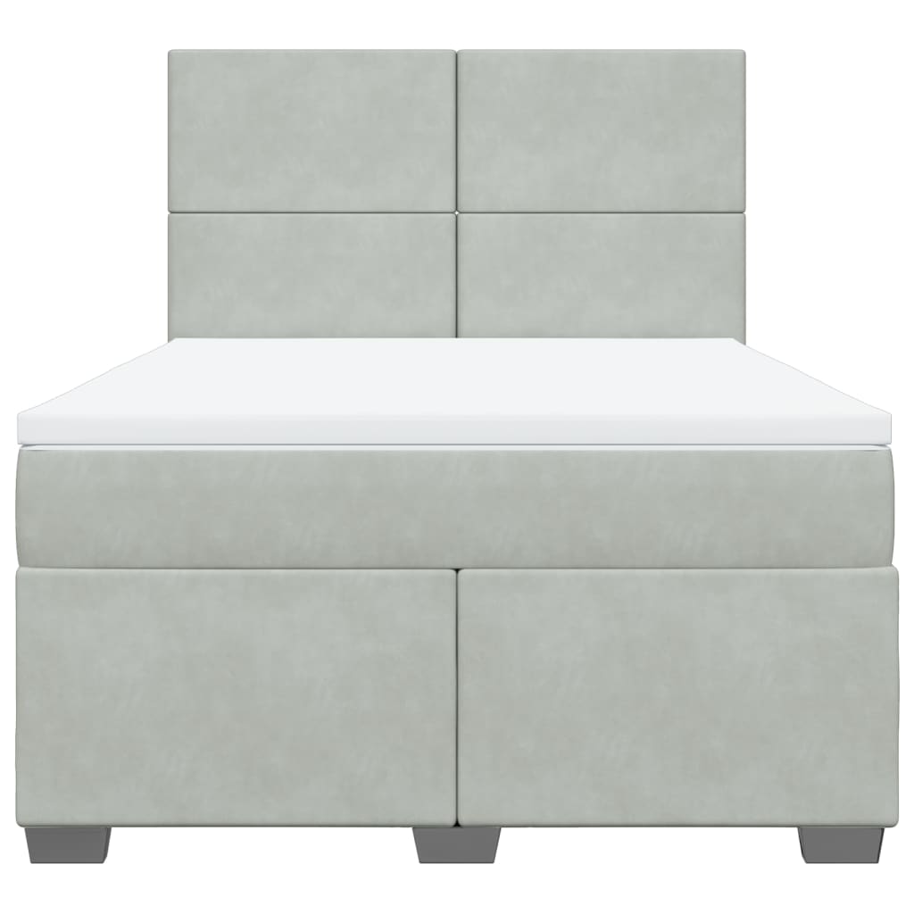 Boxspring met matras fluweel lichtgrijs 140x190 cm